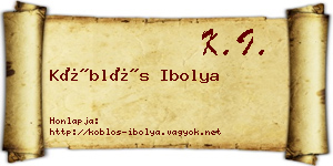 Köblös Ibolya névjegykártya